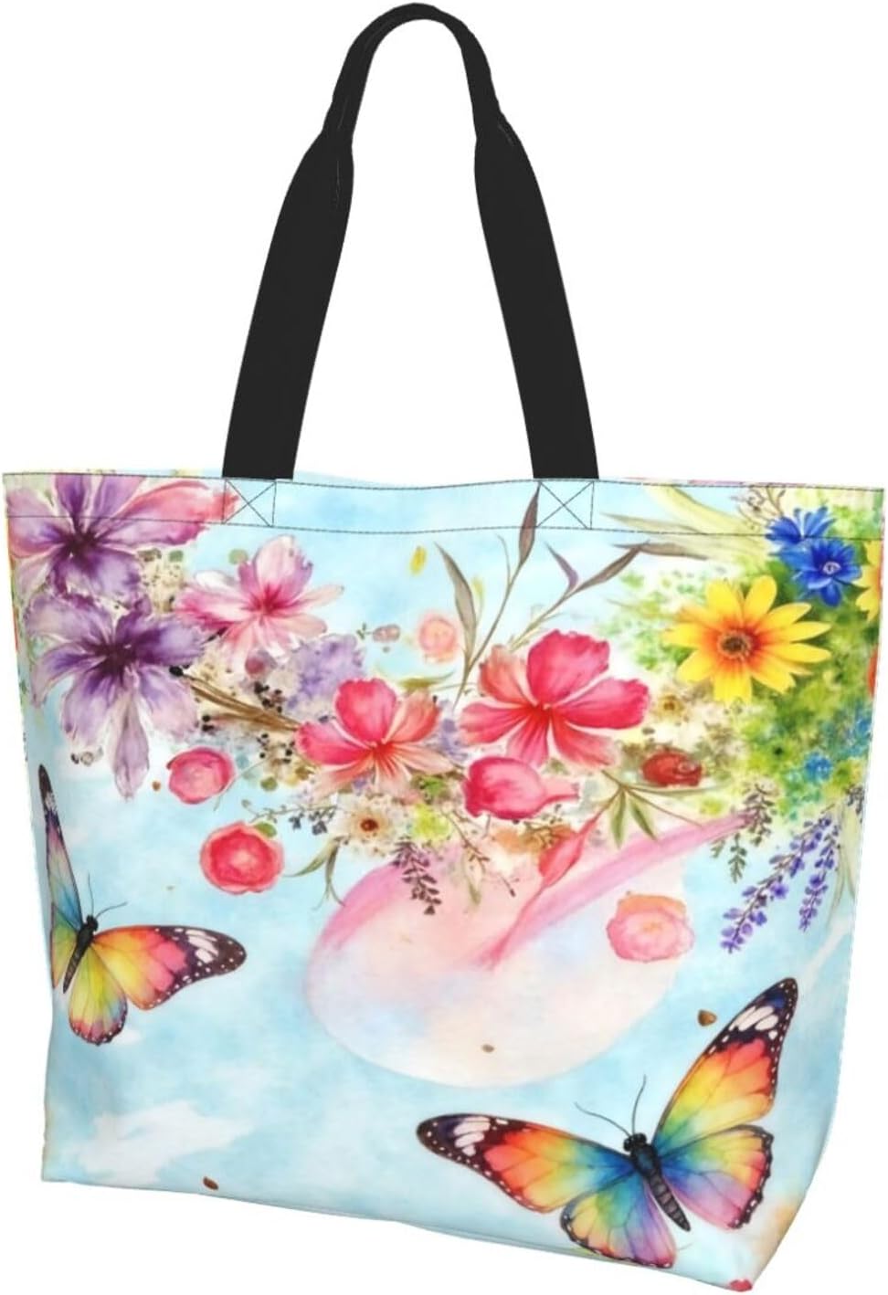 Tote Shoulder Bag Large Durable Reusable Eco-friendly Handbag Lightweight Stylish for Daily Use-19.7x15.7x5.9 Inch - Colors B