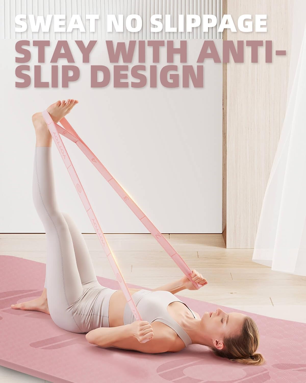 YOTTOY Yoga Strap and Resistance Bands-Exercise Elastic Bands for Working Out Women with 10 Loops-Perfect for Stretching and Physical Therapy