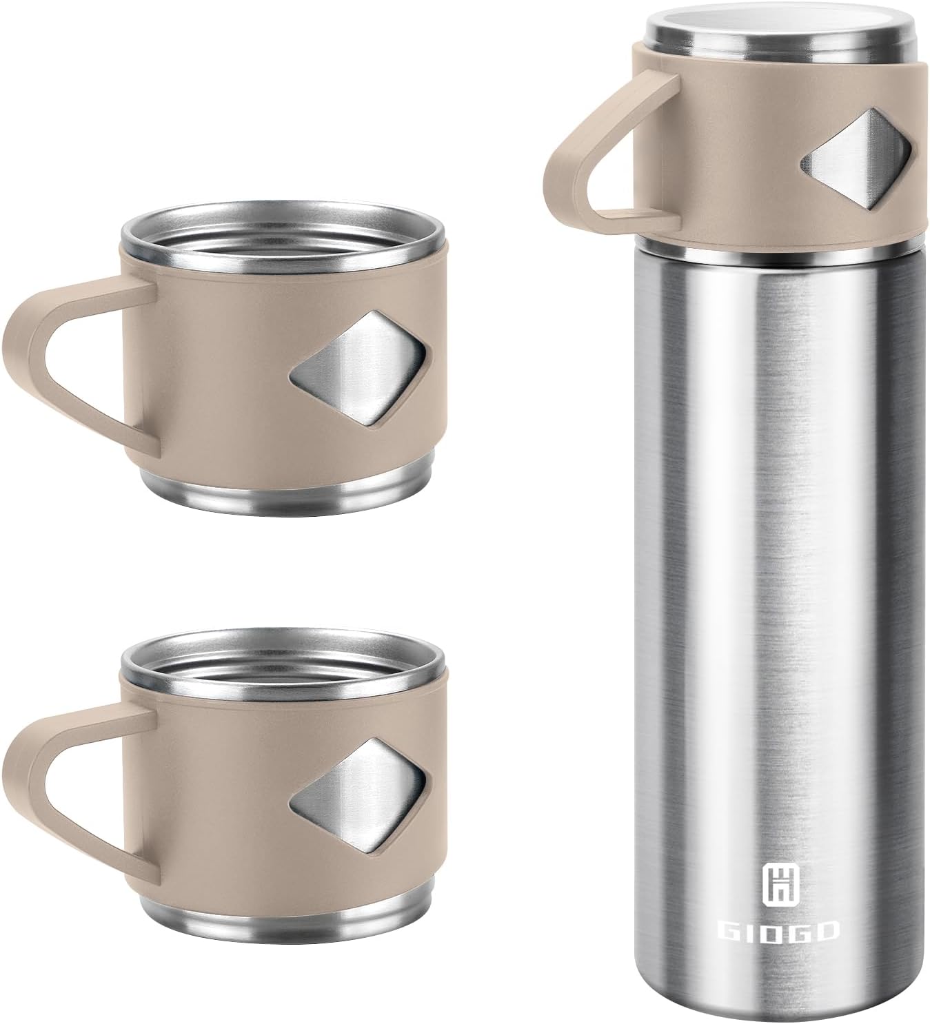 Stainless Steel Thermo 500ml/16.9oz Vacuum Insulated Bottle with Cup for Coffee Hot drink and Cold drink water flask.(Pink,Set)