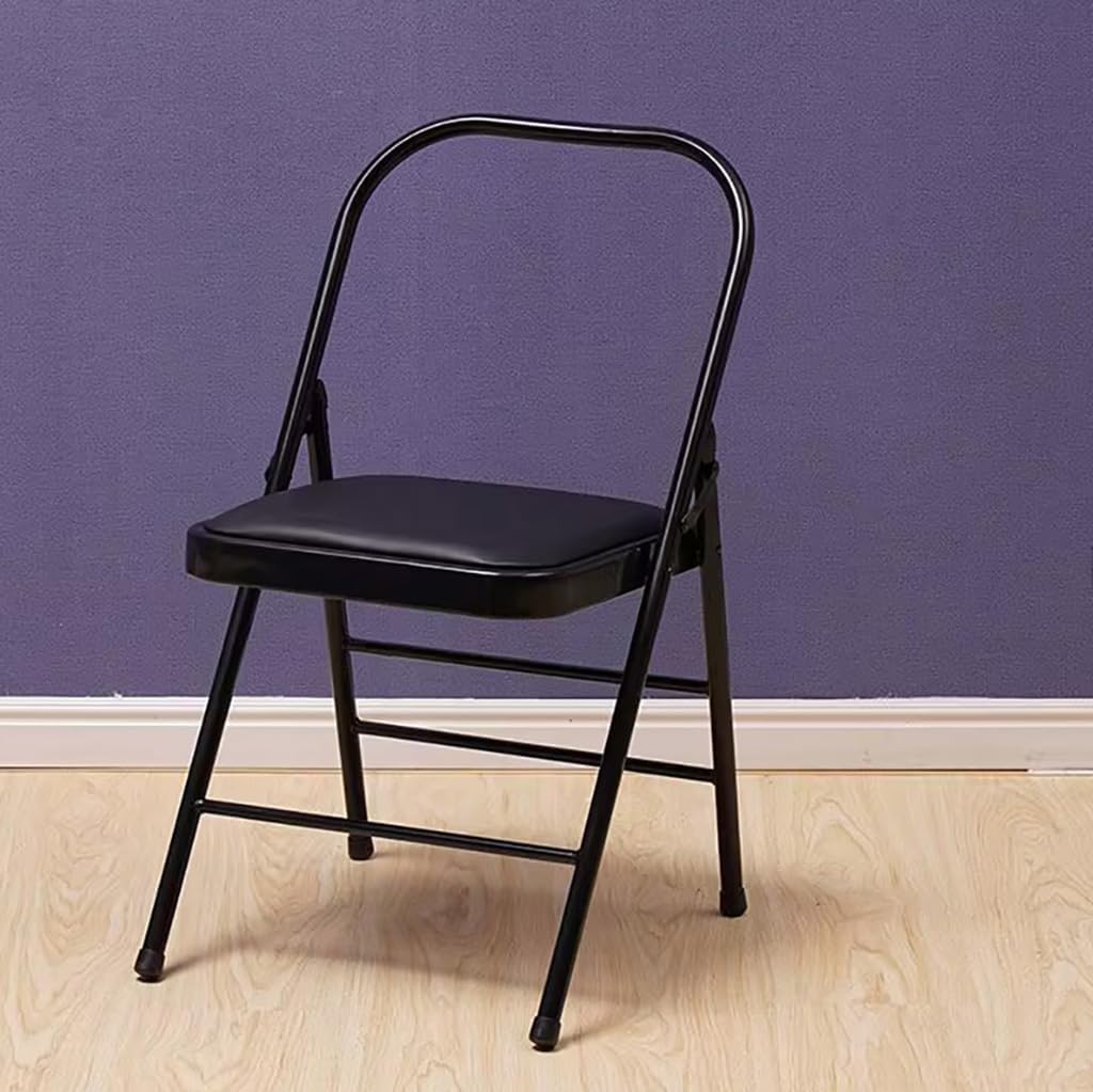 Professional Iyengar Auxiliary Chair Yoga Chair Hardened and Thick Yoga Folding Chair Solid Anti-Slip Stable and Durable,Black