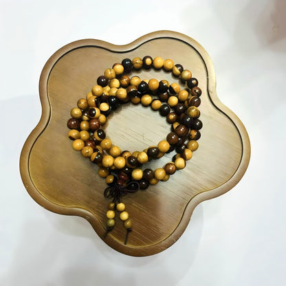 Handmade Mala Beads Bracelet 108 8mm Prayer Meditation Bracelet Sandalwood Elastic, Buddhist Beads, Prayer Mala Necklace for Men and Women Gifts