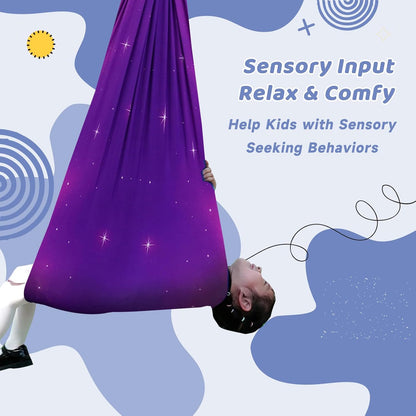 Aokitec Therapy Swing for Kids with Special Needs (Hardware Included) Snuggle Swing Cuddle Hammock Indoor Adjustable Aerial Yoga for Children with Autism, ADHD, Asperger, Sensory Integration