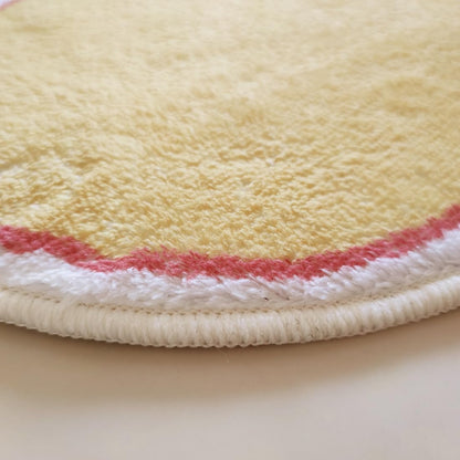 White Flower Shaped Rug, Cute Round Indoor Rug, 39.4" Diameter, High Pile Faux Wool, Non-Slip Backing