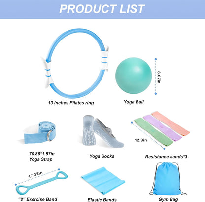 Luscinia Pilates Kit,Home Pilates Ring Kit for Women,Pilates Equipment Ring and Ball Set with Pilates Ring, Pilates Ball, Resistance Bands, Figure 8 Band & Accessories Pilates Starter Kit