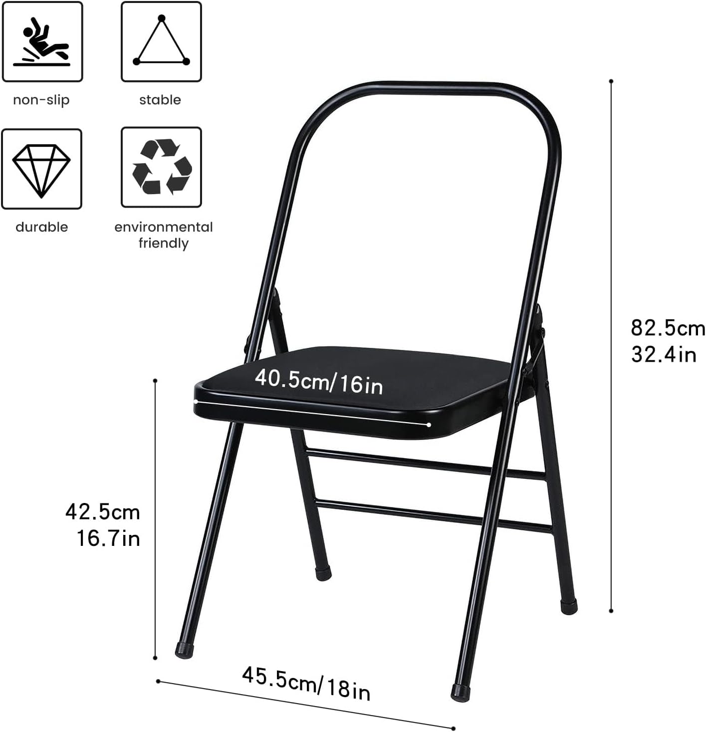 Yoga Auxiliary Chair Headstand Bench Backless Portable Folding Workout Core Chair for Flexibility and Strength Training