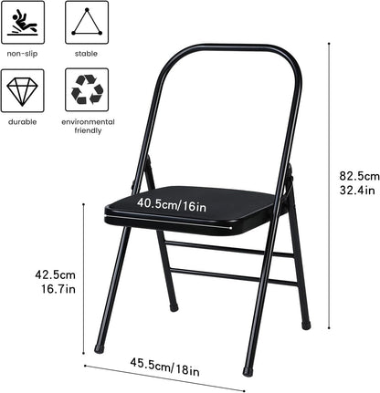 Yoga Auxiliary Chair Headstand Bench Backless Portable Folding Workout Core Chair for Flexibility and Strength Training