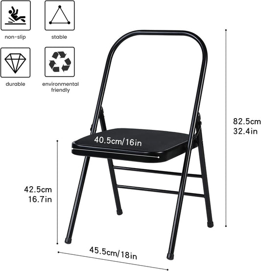 Yoga Auxiliary Chair Headstand Bench Backless Portable Folding Workout Core Chair for Flexibility and Strength Training