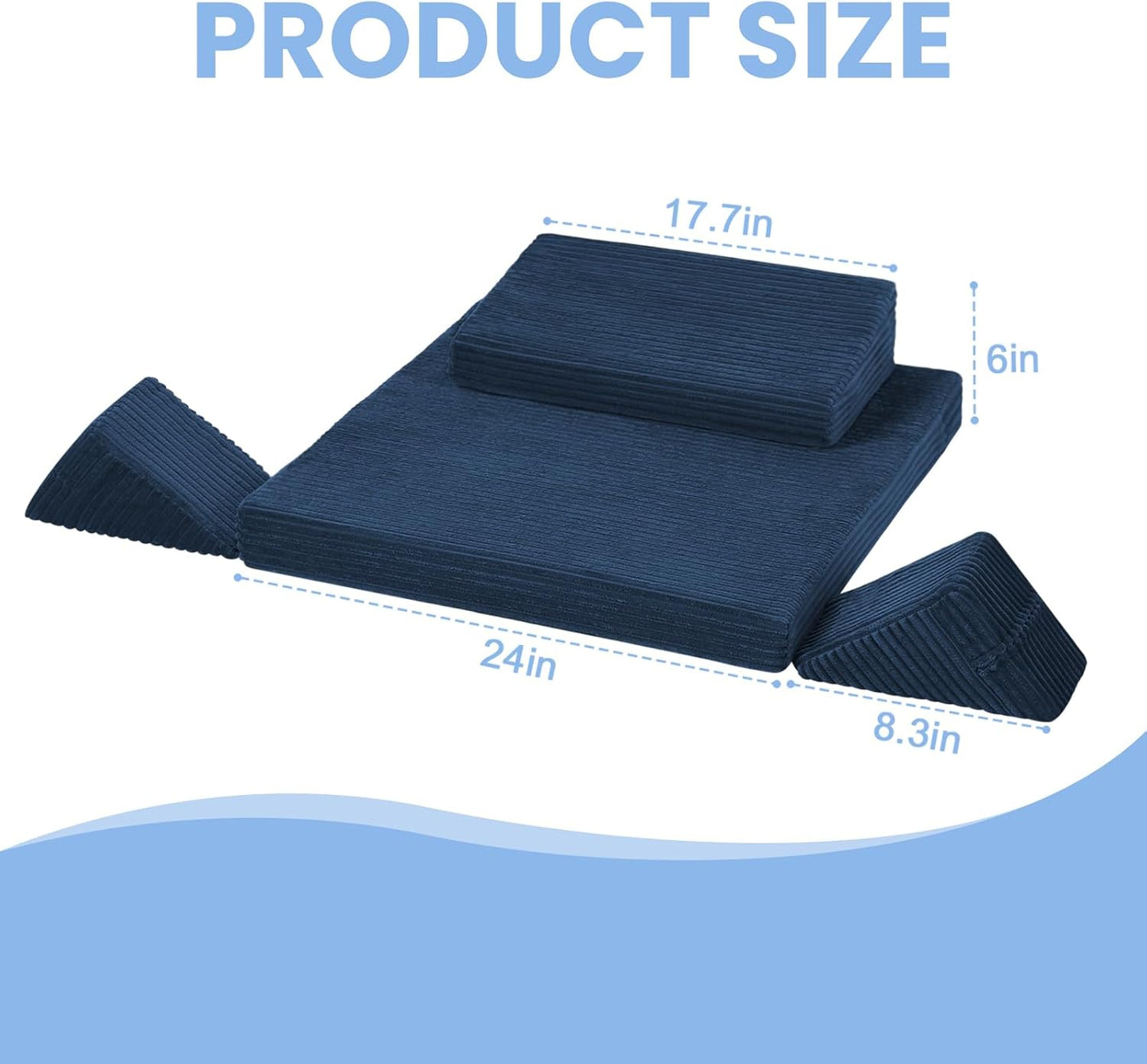 Meditation Cushion Set, Meditation Pillow for Sitting on Floor, Large Yoga Pillow with Knee Support, Washable Zafu Meditation Mat, 3 Shapes Floor Pillow for Adults, Dark Grey