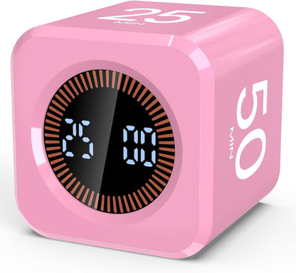 Digital Pomodoro Timer Cube 5/10/25/50min, Visual Productivity Flip Timer for Kids Classroom Desk, Custom Countdown, Silent and Sound Mode for ADHD Study Work Game Kitchen (Black)