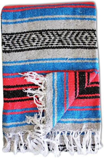 Del Mex Classic Mexican Blanket, Large Authentic Woven Falsa Throw (70"x50"), Artisan Southwest Décor for Beach, Yoga, Outdoors (Lavender)