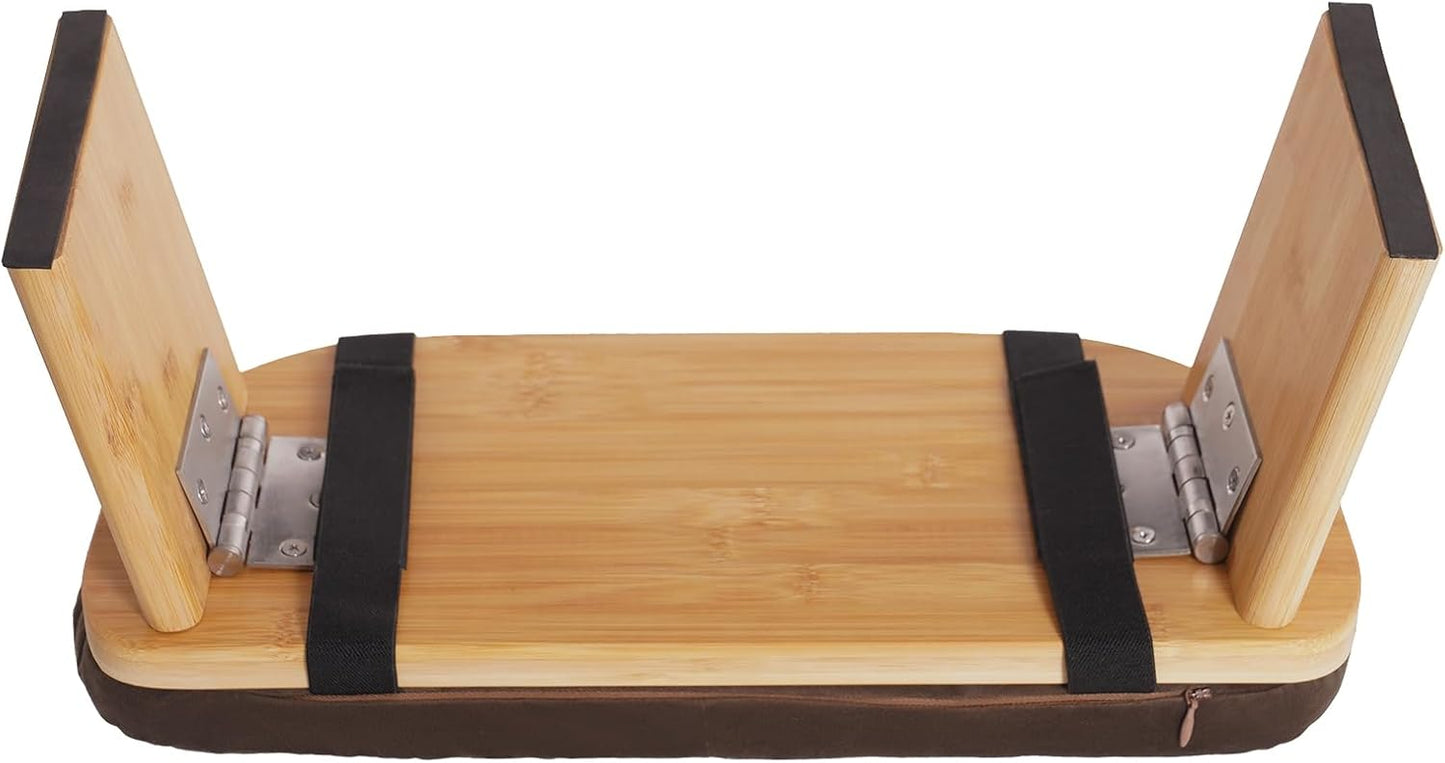 Bamboo Meditation Bench with Cushion, Folding Kneeling Meditation Bench, Portable Kneeling Chair for Kneeling or Sitting, 396.83lbs Load Max (Green)
