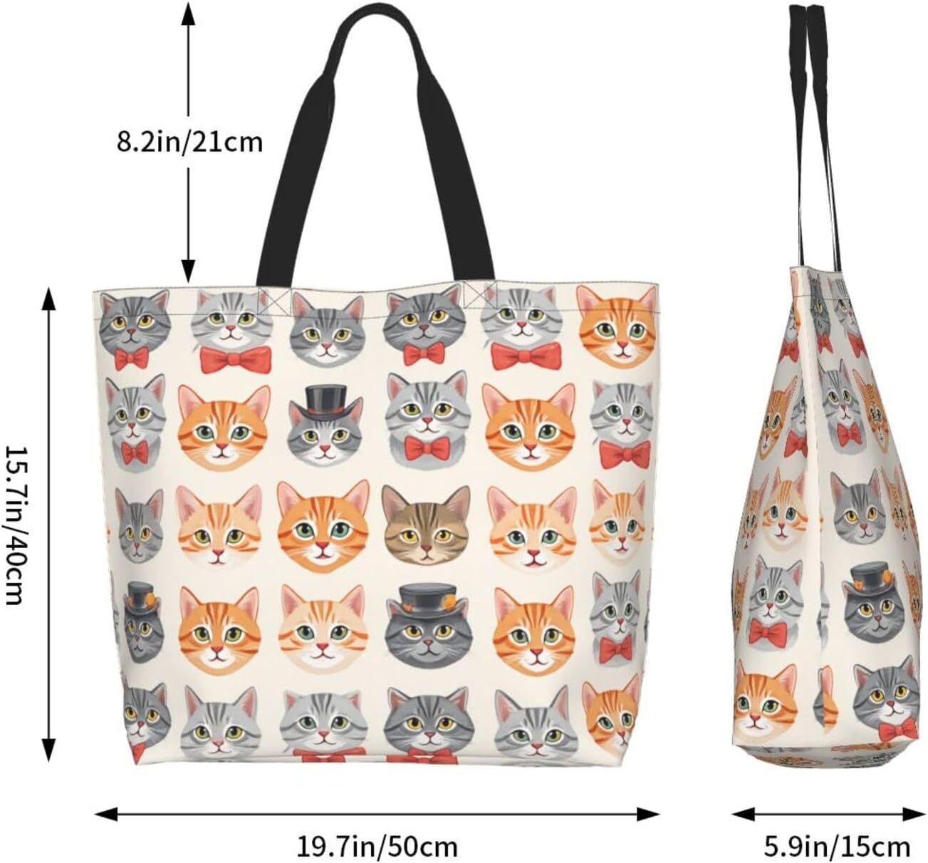 Tote Shoulder Bag Large Durable Reusable Eco-friendly Handbag Lightweight Stylish for Daily Use-19.7x15.7x5.9 Inch - Colors B
