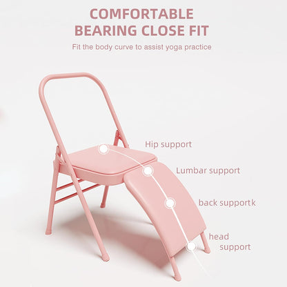 WIKINK Professional Yoga Chair, Widened Yoga Chair Auxiliary Chair, Household Folding Chair Widened and Thick Lumbar Support Yoga Auxiliary Equipment, Yoga Accessories & Equipment