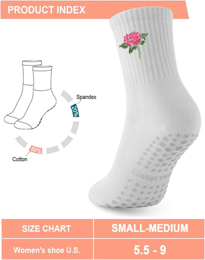 3/6 Pairs Grip Pilates Socks for Women, Non-slip Yoga Athletic Socks for Barre Ballet Barefoot Workout Hospital
