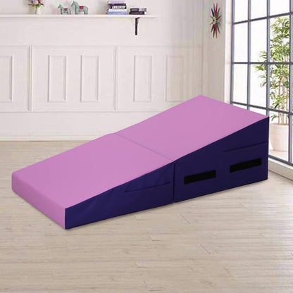 Incline Gymnastics Mat, 48x24 Inch Foldding Gymnastic Tumbling Mat with Handle, Cheese Wedge Skill Shape, Indoor/Outdoor Exercise Mat Home Gym Yoga Mat for Kids Tumbling, Skill Training