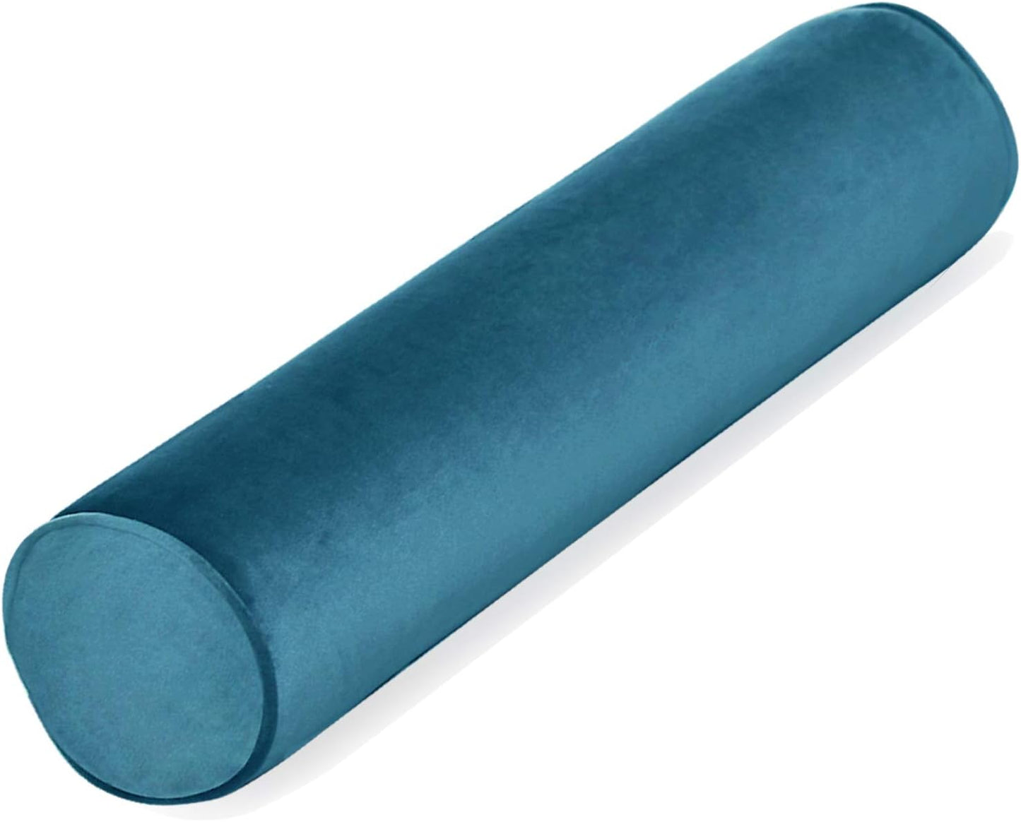 Tinbolunce Memory Foam Roll Pillow for Knee/Leg/Neck - Full Moon Bolster/Round Cylinder Pillow for Sleeping on Side or Back - Removable Cooling Cover Length 18" x 6" Diameter (Gray Pink)