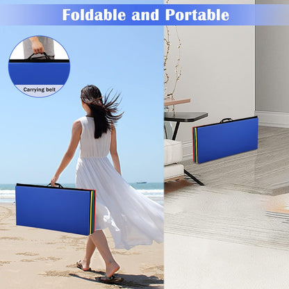 Gymnastics Mat for Tumbling, Folding Tumbling Mat Exercise Mat Gym Mat Tumbling Mats for Kids, Adults, PU Leather Yoga Mat with Carrying Handles