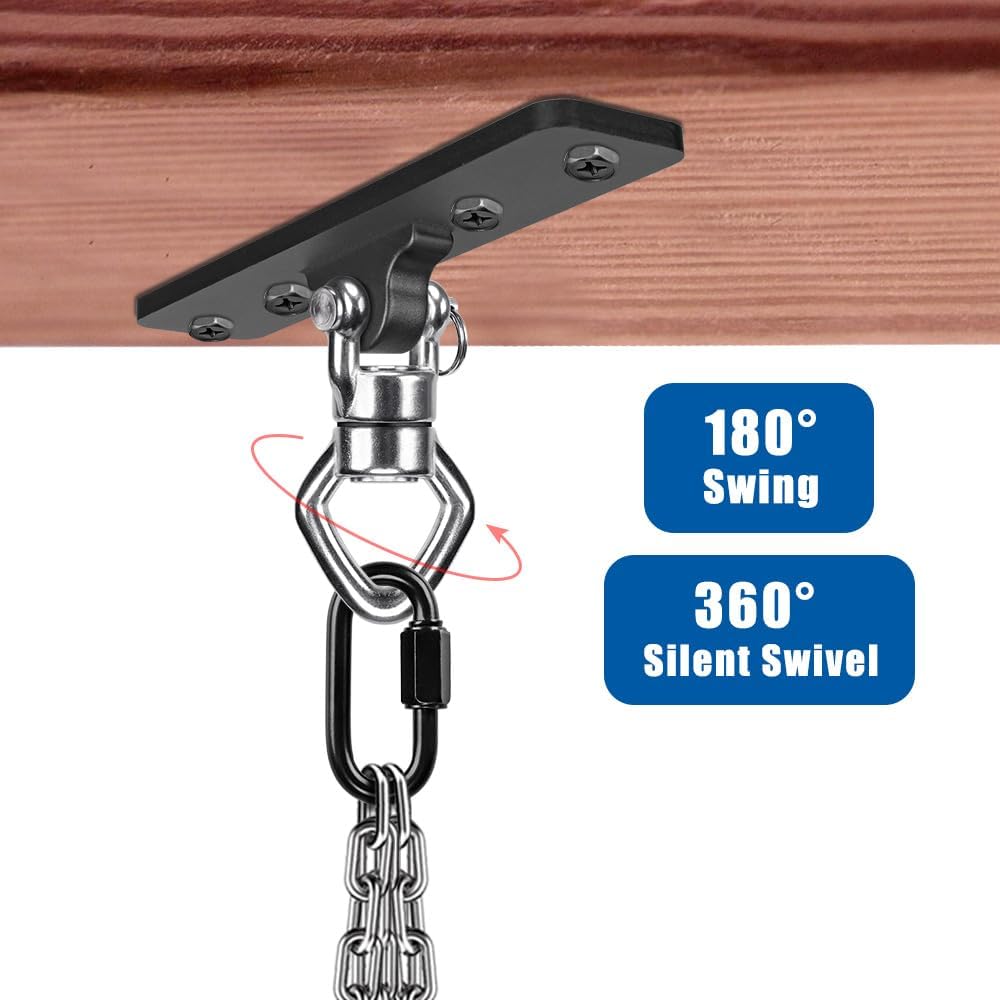 BeneLabel Swing Hanger with Bearing Swivel 800LB Capacity Stainless Steel Ceiling Mount Bracket Hanging Kit for Aerial Silks, Swings, Hammocks, Hanging Chair, Aerial Hoop, Heavy Bag, Yoga Swing