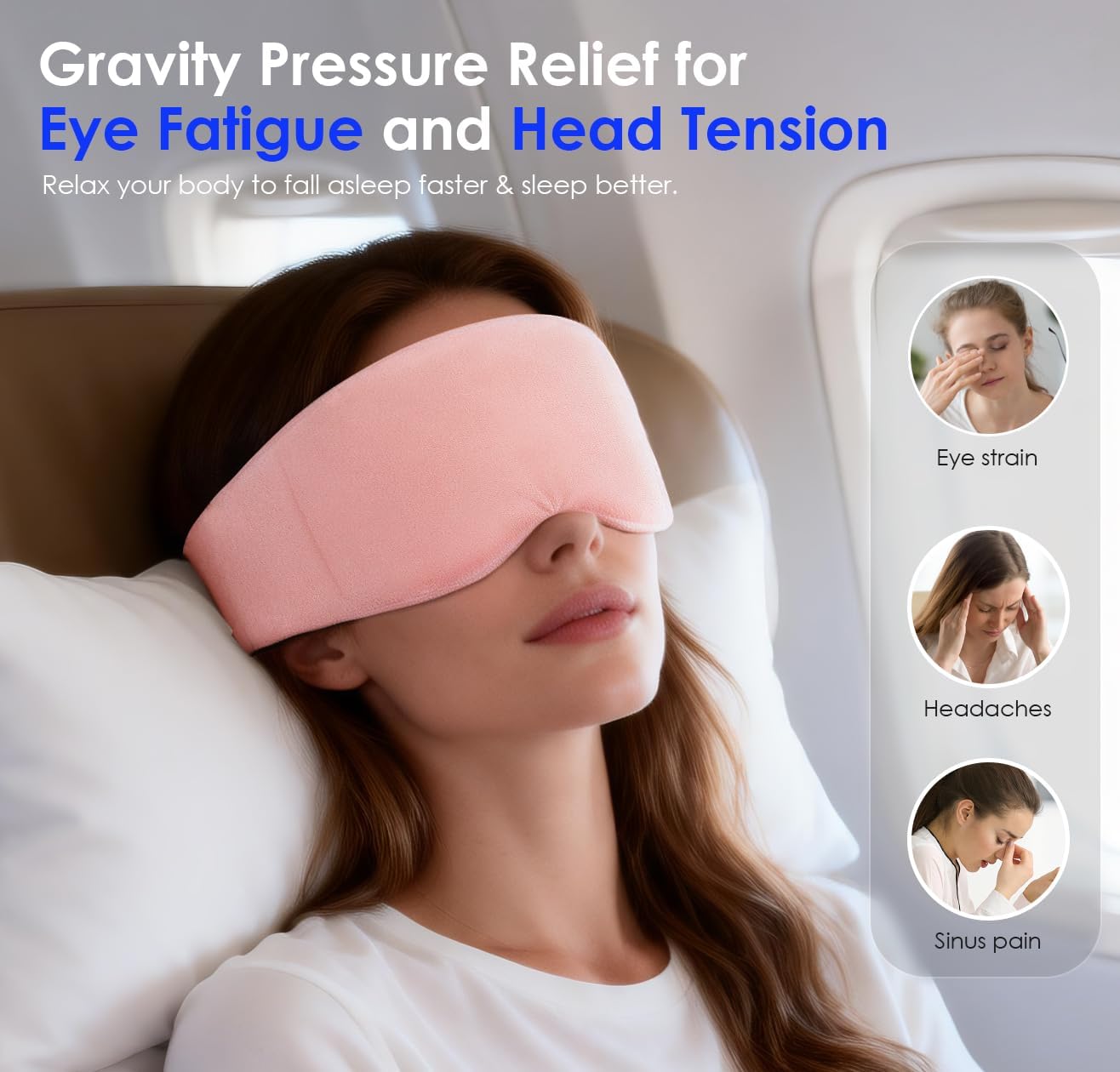Weighted Eye Mask for Sleeping, Soft Minky Sleep Mask for Side Sleeper with Adjustable Buckle, 100% Blockout Design, Ideal for Meditation, Relaxation and Travel, Includes Storage Pouch (Gray)
