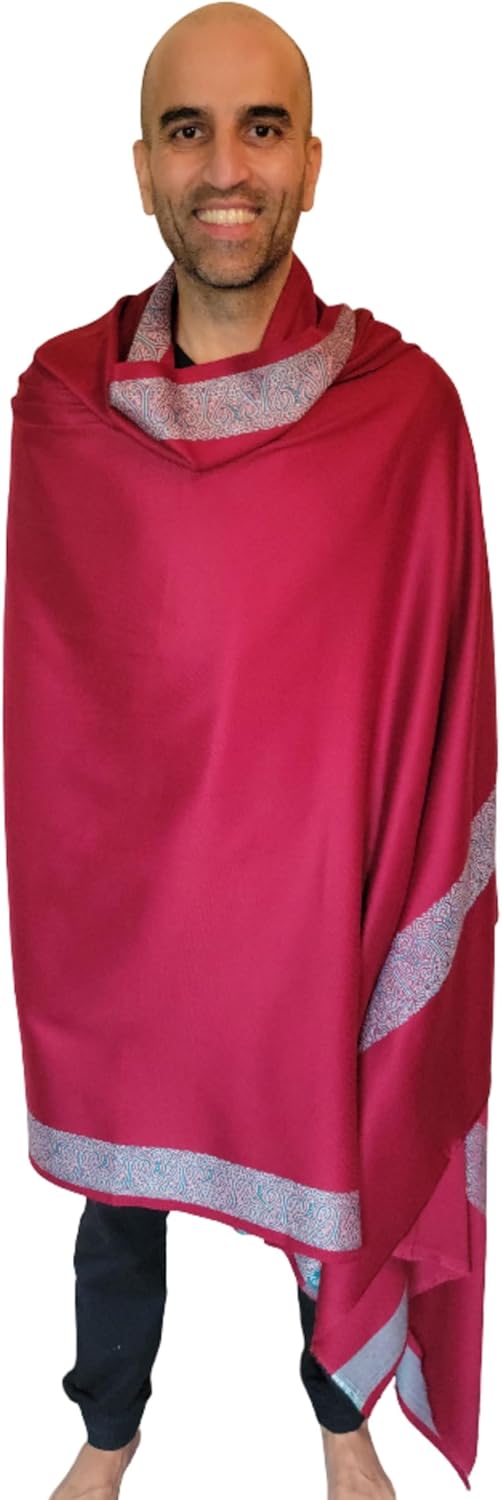 Soft Premium Wool Blend Meditation Shawl - Large Unisex Prayer Wrap, Oversize Scarf & Versatile Blanket