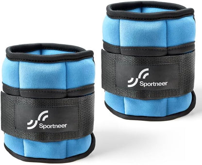 Sportneer Adjustable Ankle Weights Set - 1 Pair (2-10 lbs) Removable Sandbags for Women & Men, Comfortable Neoprene Leg Weights for Walking, Running, Pilates, Yoga, Home Workout & Physical Therapy