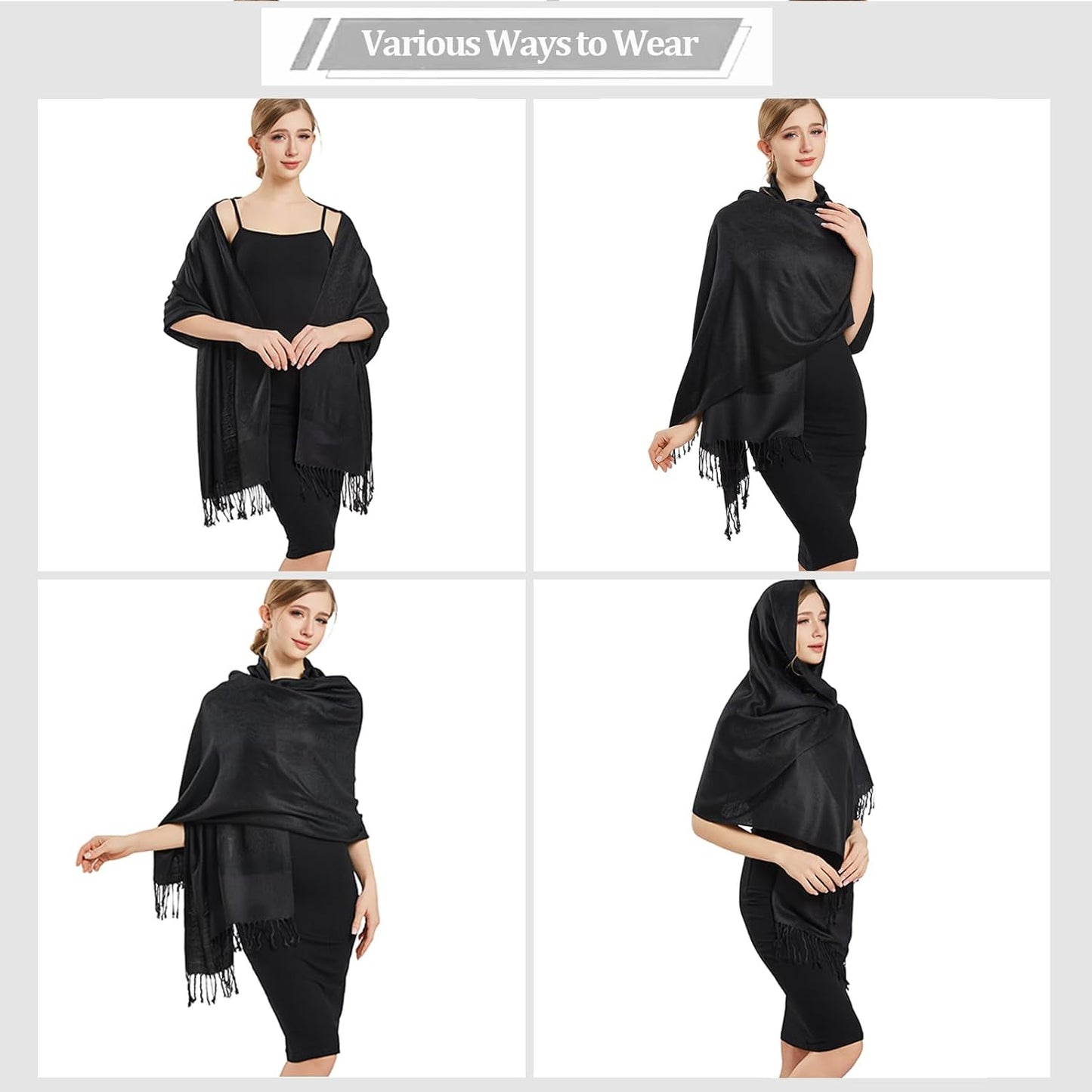 vimate Silky Paisley Pashmina Shawl Scarf-Women's Soft Double-side Jacquard Pashminas Wrap for Evening Dress Travel Shawl