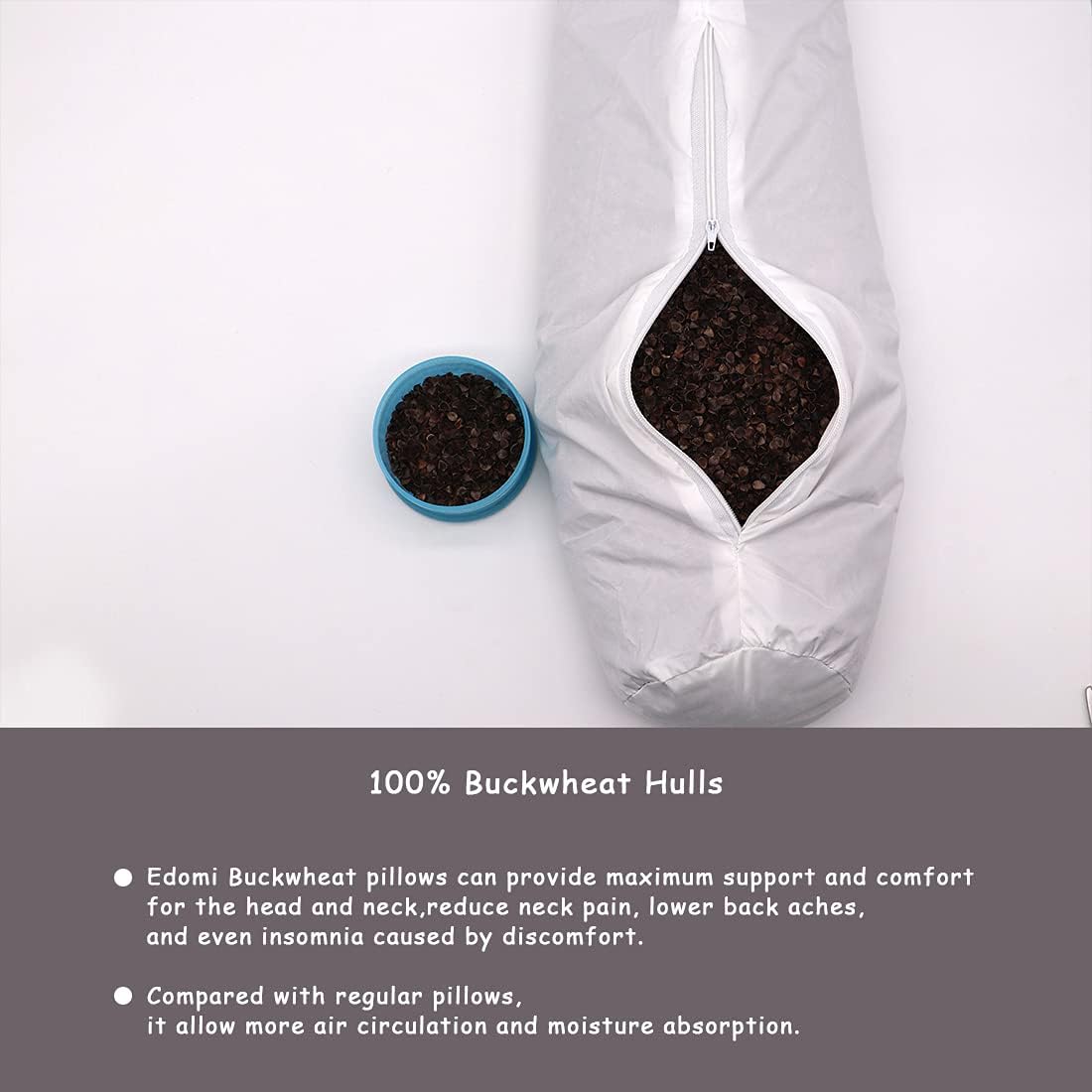 Cervical Buckwheat Roll Pillow for Sleeping,15.7"x5.9" Buckwheat Hulls Pillows Filling, Triangle Pillow for Neck Support Yoga Bolster, Adjustable Fill for Neck Pain Relief,Gray