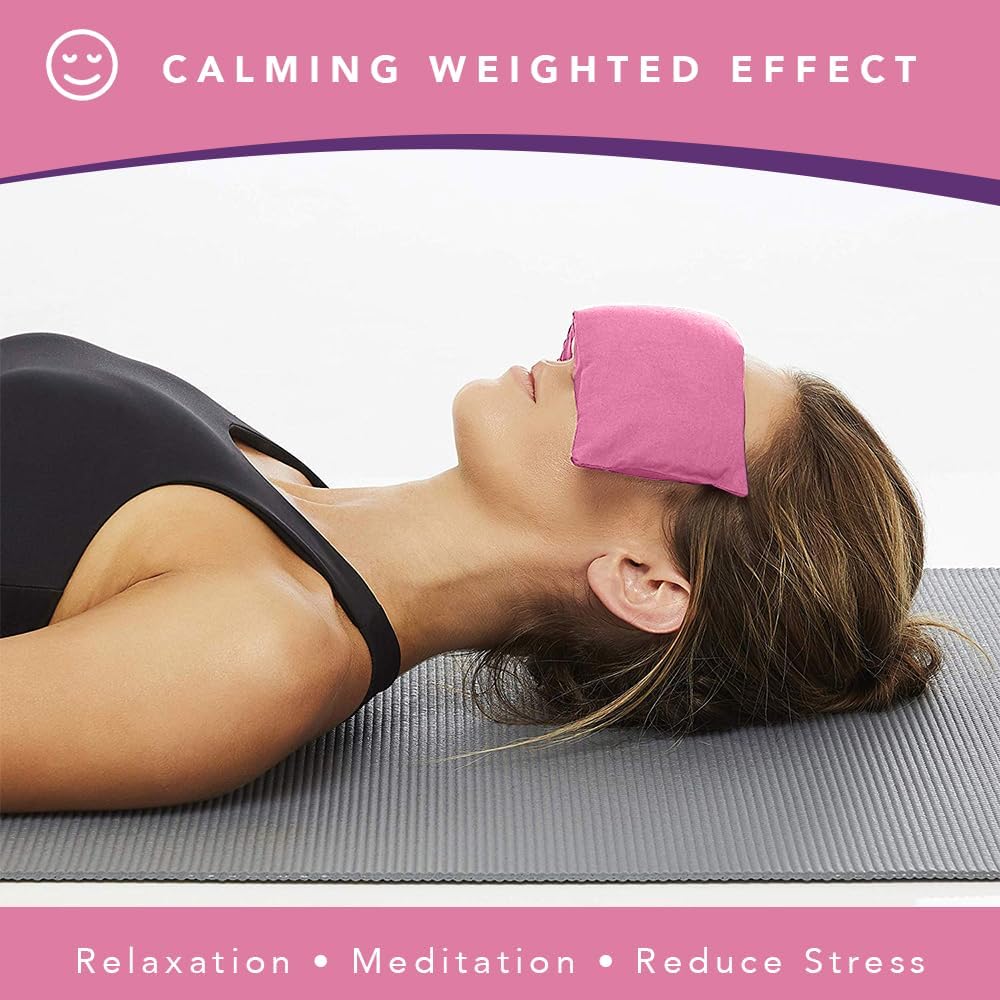 Weighted Lavender Eye Pillow for Women, NOLAVA Includes Free App Meditations, Migraine & Headache Relief, Microwave Hot or Cold Compress, Organic Cotton, French Lavender +Flax Seed, Yoga & Savasana