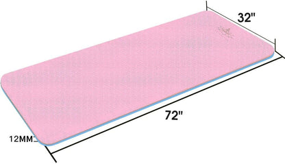 Hatha Yoga Extra Thick TPE Yoga Mat - 72"x 32" Thickness 1/2 Inch -Eco Friendly SGS Certified - With High Density Anti-Tear Exercise Bolster For Home Gym Travel & Floor Outside