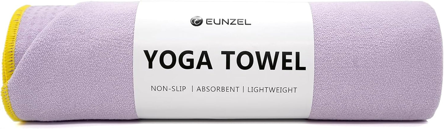 Eunzel Hot Yoga Towel - Microfiber Non Slip Yoga Mat Towel with Grip Dot Sweat Absorbent Towel for Hot Yoga, Pilates and Fitness 72" x 24", Dark Cyan/Orange