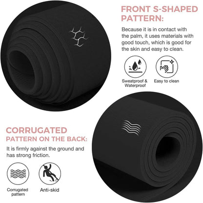 Gruper Yoga Mat Non Slip TPE Extra Wide Yoga Mat with Alignment Mark, 72"L x 32"W x 0.32"/0.24"Th (183cm x 80cm x 8mm/6mm), Anti-Tear Exercise Mat with Carrying Strap and Bag, Workout Mats for Yoga, Pilates
