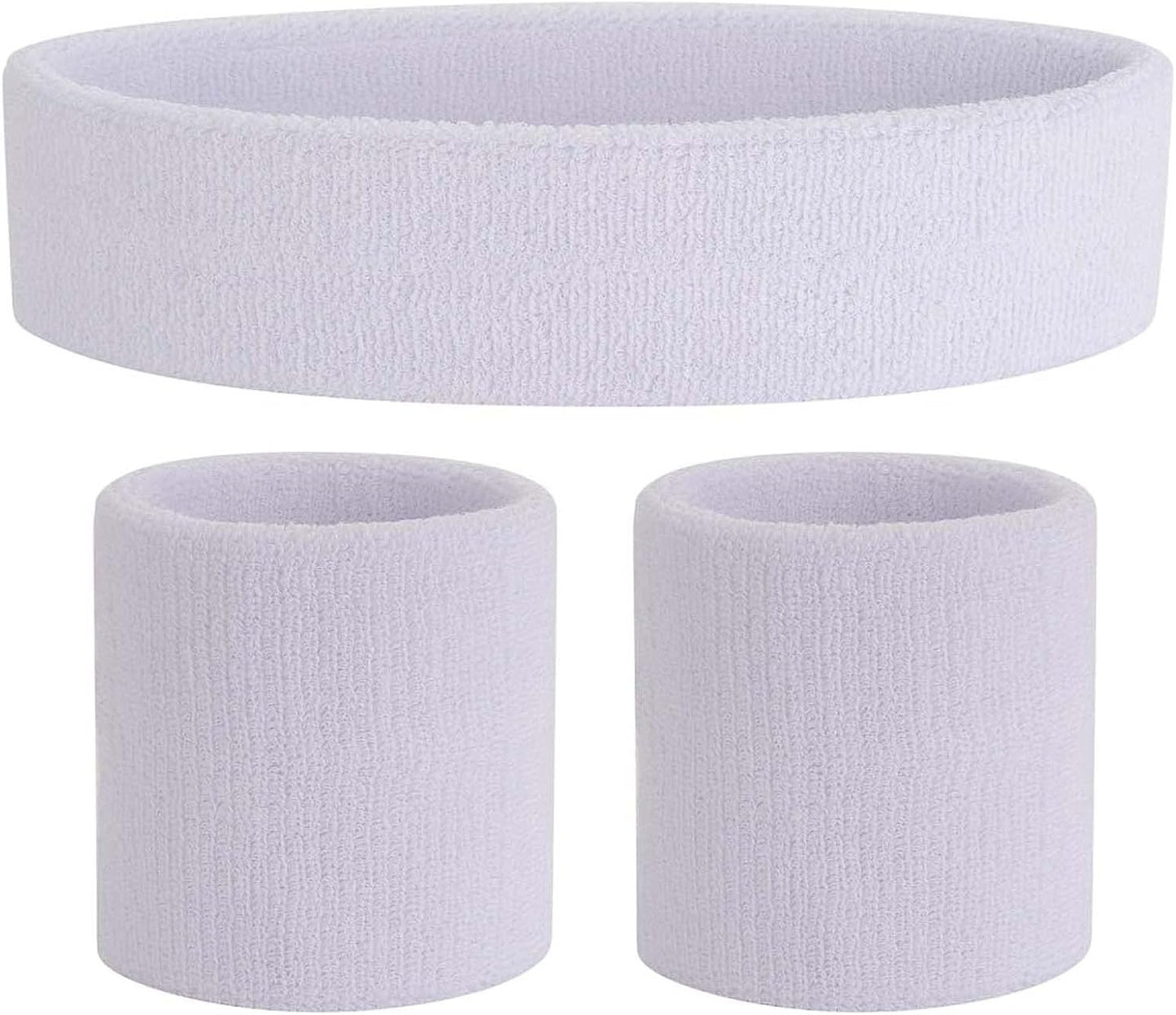 ONUPGO Sweatband Set Sports Headband Wristband Set Sweatbands Terry Cloth Wristband Wrist Sweatband Headbands Moisture Wicking Sweat Absorbing Head Band