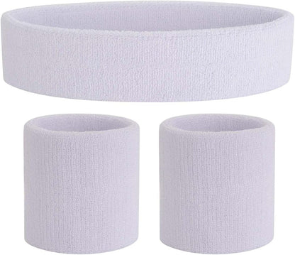 ONUPGO Sweatband Set Sports Headband Wristband Set Sweatbands Terry Cloth Wristband Wrist Sweatband Headbands Moisture Wicking Sweat Absorbing Head Band