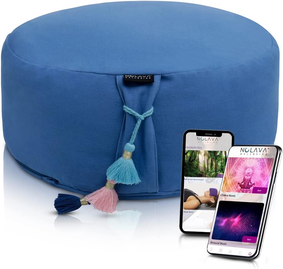 NOLAVA Round Zafu Cushions 15"x6" & Zabuton Meditation Cushions 32"x28"x3" - Premium Comfort for Mindful Practices - Yoga Bolster Pillow & Meditation Floor Pillow Essentials