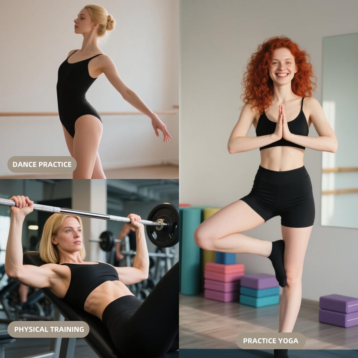 Acetin 4 Pairs Grip Socks Pilates Socks for Women