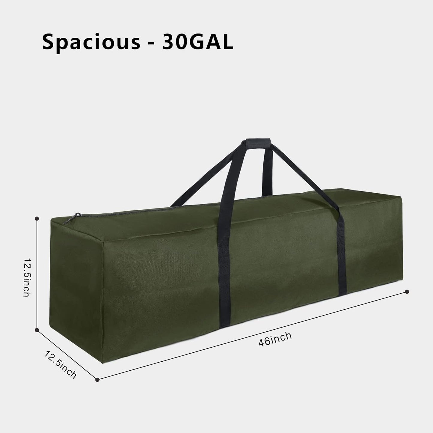 TOPDesign 1-Pack 46 Inch Extra Large Zippered Duffel Bag for Travel Camping Sports Equipment Storage, Waterproof Foldable Luggage Bag with Padded Handles (Black)