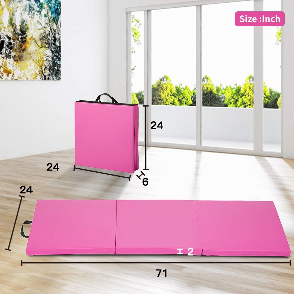 Gymnastics Tumbling Mats Portable Gymnastics Mat Folding Tumbling Mat Thick Yoga Mat Exercise Mat with Carrying Handles for home Workout outdoor Yoga Gymnastic