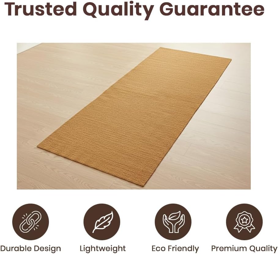 LFH Home Handmade Cotton Yoga Mat Cotton Rug picnic mat For Exercise, Workout, Fitness - Perfect Heavy Quality Eco Friendly Natural Cotton Woven Reversible Yoga Mats for Men & Women - 72x26 Inch.