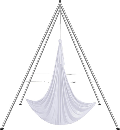 VEVOR Yoga Stand Frame, Max 441-551 lbs Load Swing Stand, Triangular Structure Aerial Rig, Aerial Silk Stands with Yoga Hammock, Standard & Height-Adjustable Version