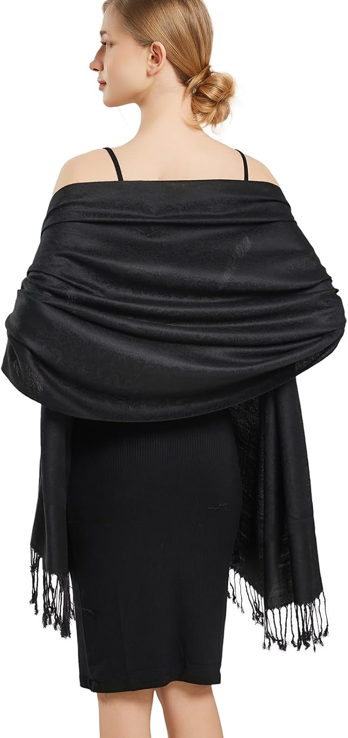 vimate Silky Paisley Pashmina Shawl Scarf-Women's Soft Double-side Jacquard Pashminas Wrap for Evening Dress Travel Shawl