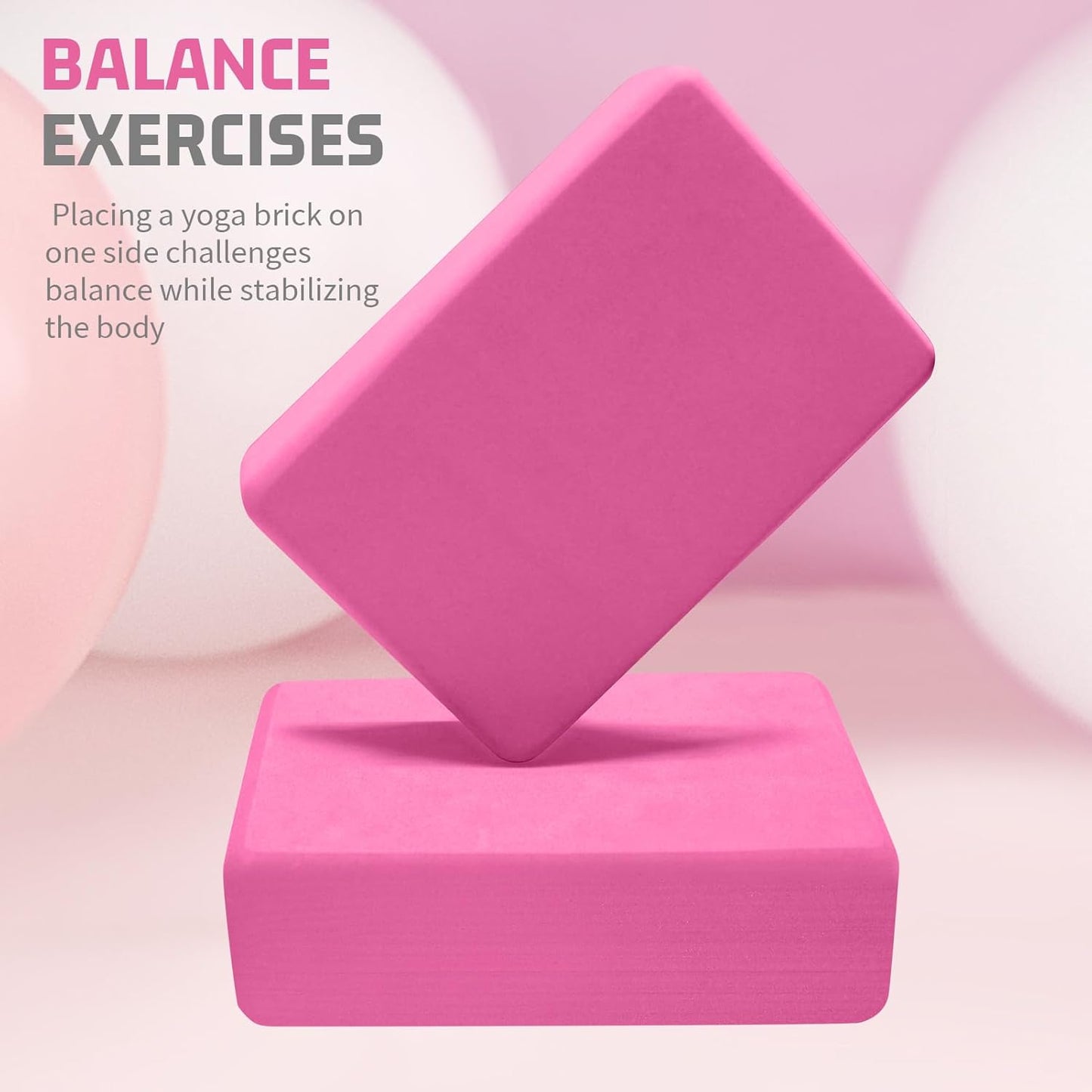 Yoga Blocks 2 Pack 3x6x9IN Foam Block Supportive Latex-Free with Rounded Edges, Non-Slip Exercise Blocks for Pilates, Meditation, Balance, Stretching and Deep Poses