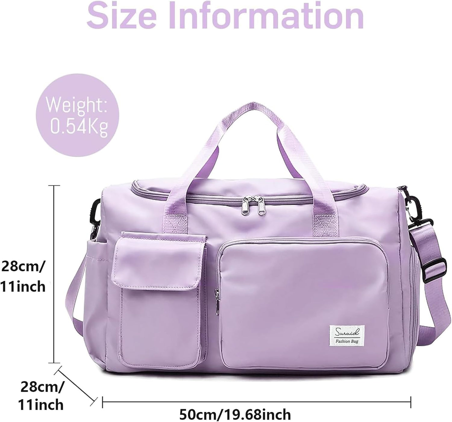 Suruid Travel Yoga Duffel Bag with Shoes Compartment Sports Gym Handbag with Dry Wet Separated Pocket for Training Men and Women, Overnight /Weekender Bag - Pink