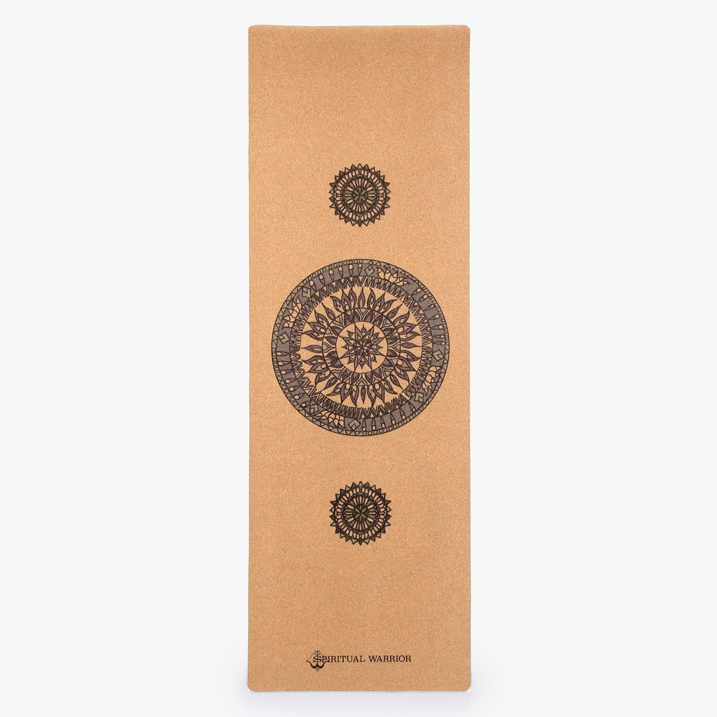 Shakti Warrior Mandala Pro Cork Yoga Mat - Premium Printed Natural Eco-Friendly Non-Slip Mat Great for Regular & Hot Yoga, Pilates, Workouts (72 inch x 24 inch x 3mm Thick)