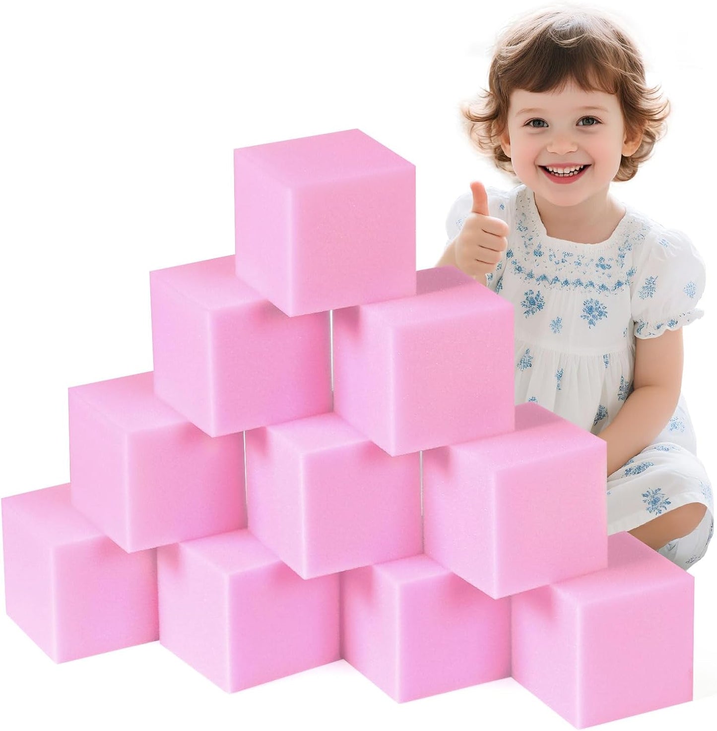 Foam Pit Blocks Foam Padding Sponge Pit Cubes Sponge Blocks for Amusement Park Gymnastics Freerunning and Parkour Courses - 24PCS 5" x 5" x 5" (Dark Blue)