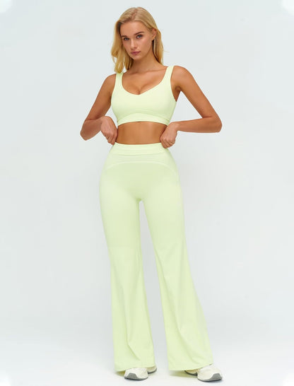 Women 2 Piece Workout U Back Color Block Sports Bra High Waist Tummy Control Active Leggings Yoga Pilates Outfits