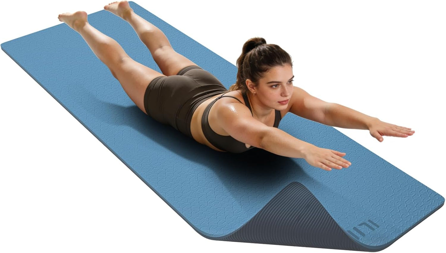 ILILI large Yoga Mat, Thick Soft Exercise Mat for Home Gym, Anti-Tear Cushioned Mat for Men Women, 76"x32.7"x0.35" for Stretching, Pilates&Fitness Workouts