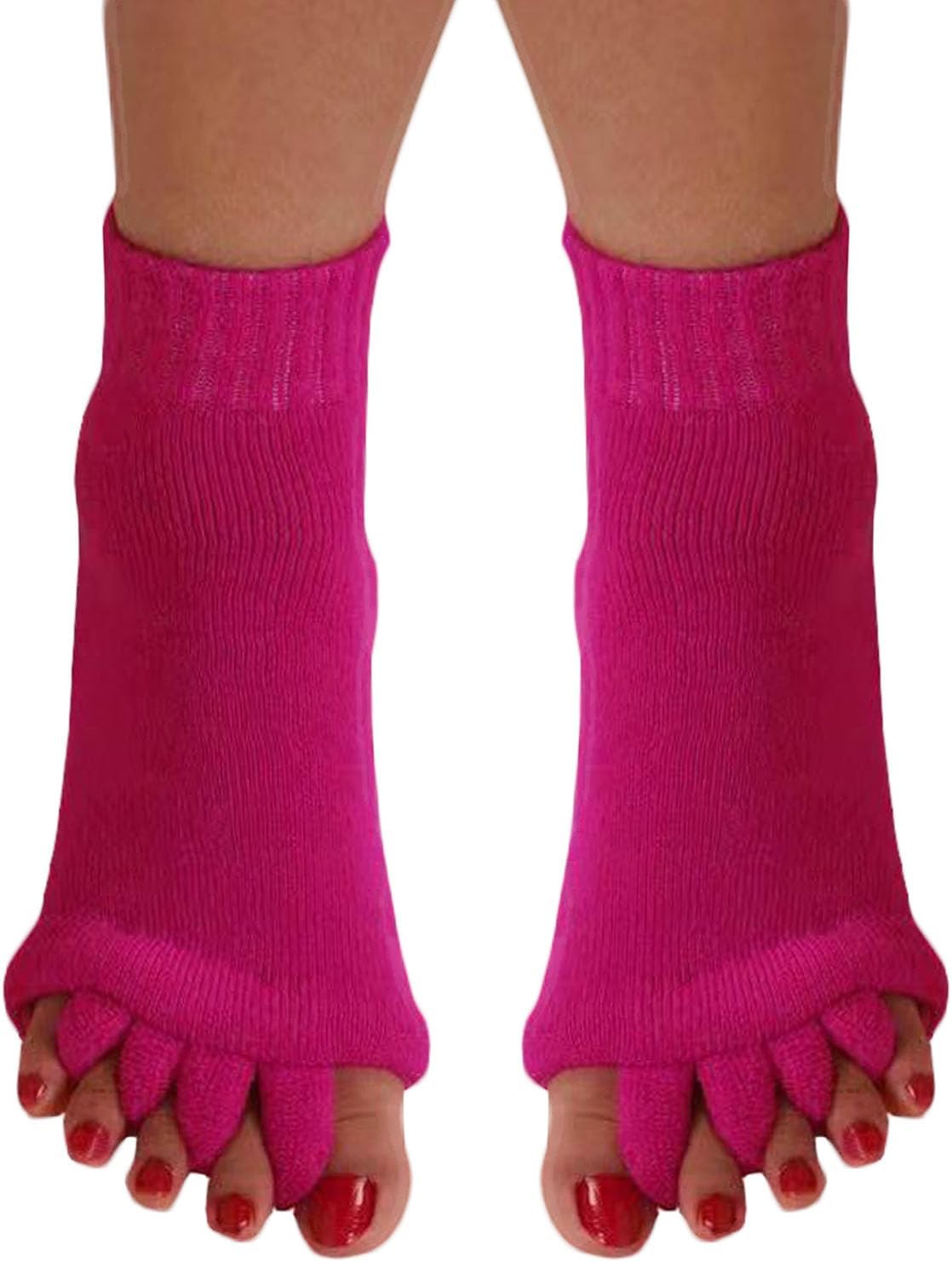 Women Toe Separator Socks Toeless Foot Alignment Socks for Yoga GYM Massage Pain Relief Improves Circulation Stretchy