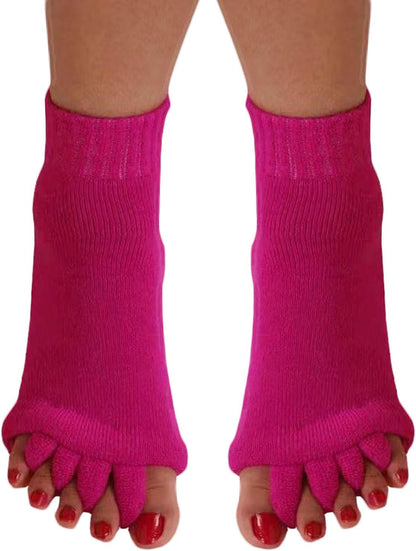 Women Toe Separator Socks Toeless Foot Alignment Socks for Yoga GYM Massage Pain Relief Improves Circulation Stretchy