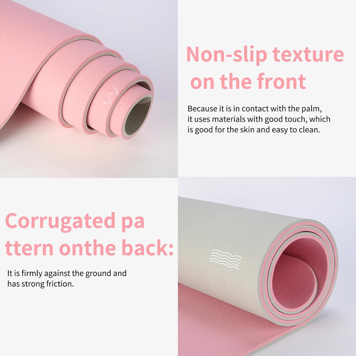 Thick TPE Yoga Mat, Non-Slip Eco-Friendly Exercise Mat with Carrying Strap for Yoga, Pilates and Home Workouts, Standard and Extra Wide Options