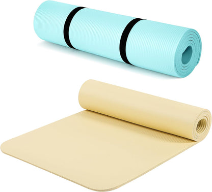 Woanger Yoga Mats (72x24) 3/8 Inch Thick Exercise Yoga Mat for Home Workout with Strap Non Slip Pilates Gym Supplies for Women Men